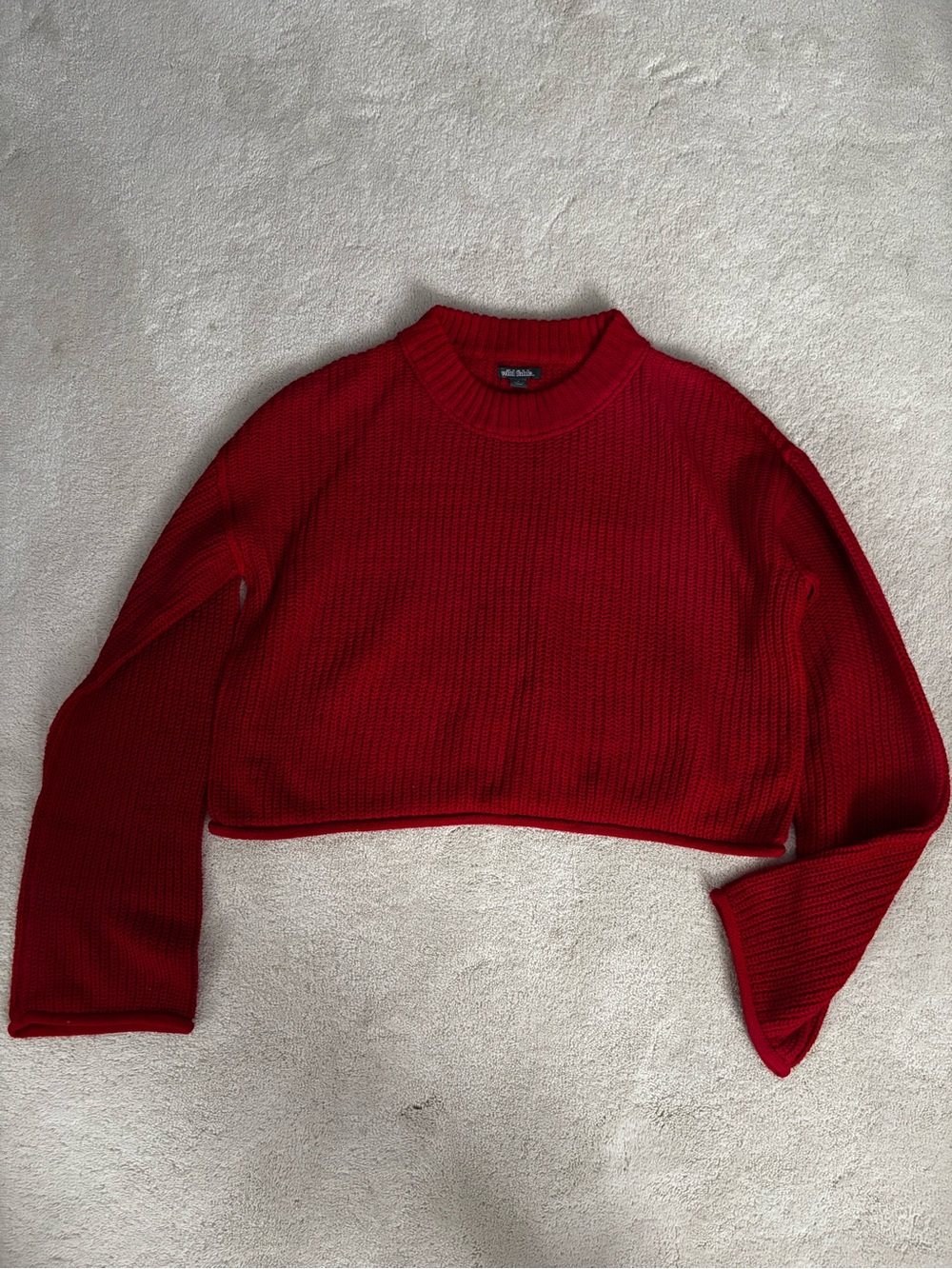 wild fable Red Ribbed Crewneck Sweater